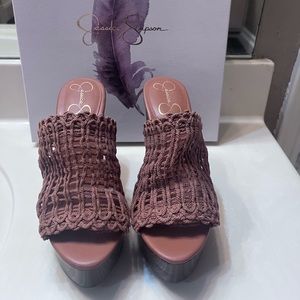 Jessica Simpson wedges.  Camel color. 5 1/2.  Worn once.